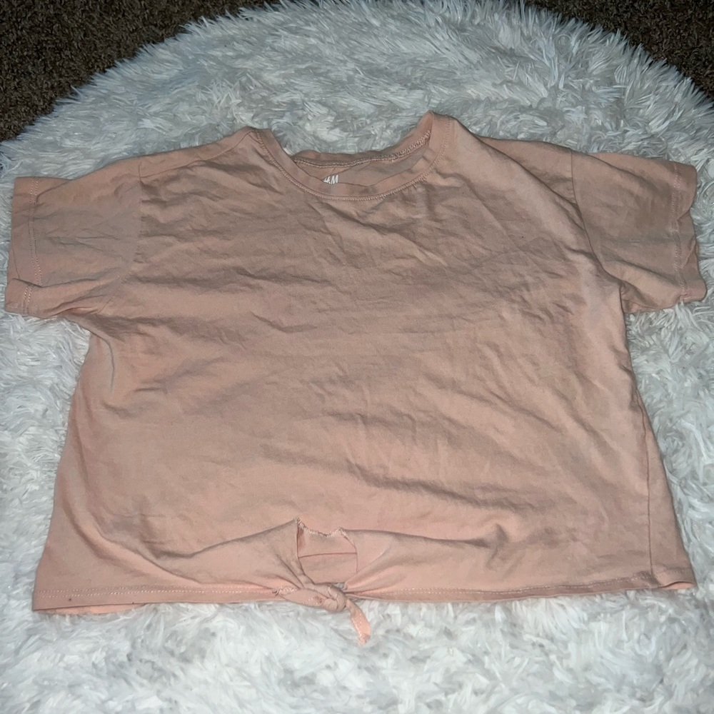 Off pink girls tie up shirt